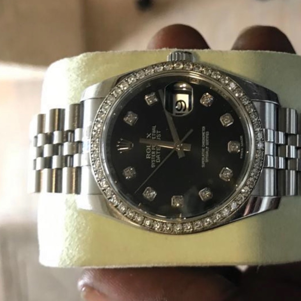 Rolex date just  jubilee bracelet   Rolex bezel  diamond dial papers